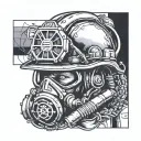 A tattoo design featuring a firefighter's helmet with a navy deep sea diver's helmet intertwined, symbolizing your dedication to both professions tattoo design idea