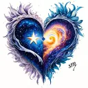 Double infinite heart heart star galaxy and initial s m n tattoo design idea