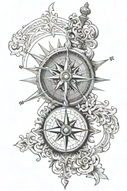 Compass World Cross tattoo design idea
