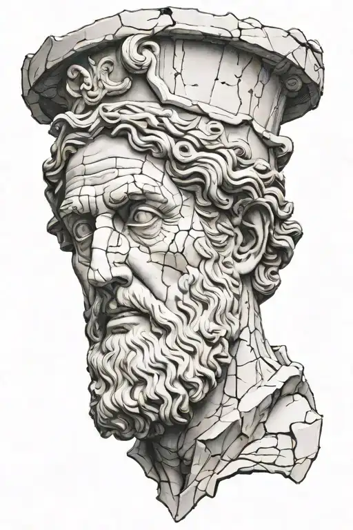 cracked greek statue tattoo design idea