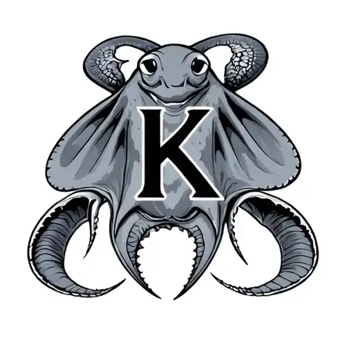 stingray with the letter K in the designs tattoo design idea
