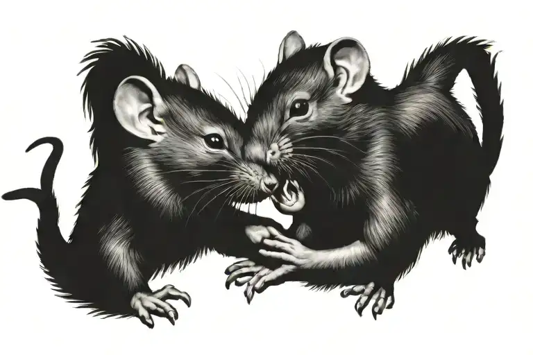 two rats wrestling  tattoo design idea