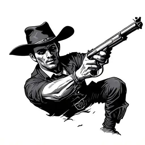 cowboy duel tattoo design idea