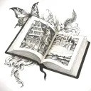 book opening to a real world inside tattoo design idea