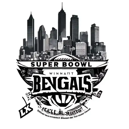 bengals tattoo celebrating winning super bowl lx including the Cincinnati skyline tattoo design idea