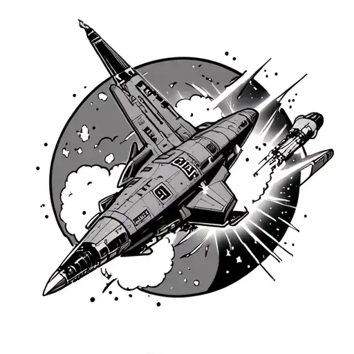 starship blasting off tattoo design idea