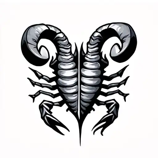 scorpio and aries symbols together that look like csrtoon characters  tattoo design idea
