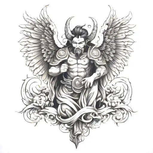 Japanese Angel and Demon tattoo design idea