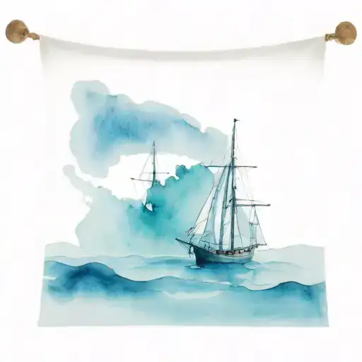 maritime tapestry that sails masculine minimalist tattoo design idea