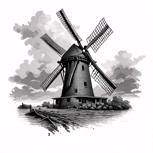Dutch Windmill tattoo design idea