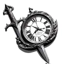 Excalibur sword st michael clock face tattoo design idea