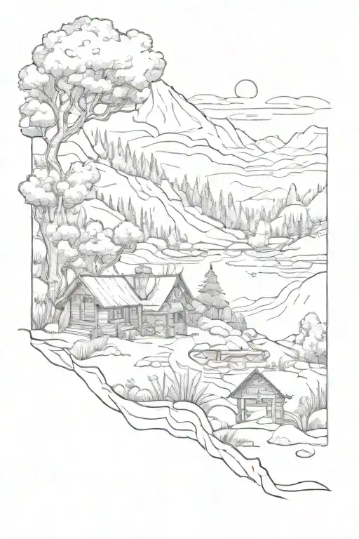 outdoor scenery tattoo design idea