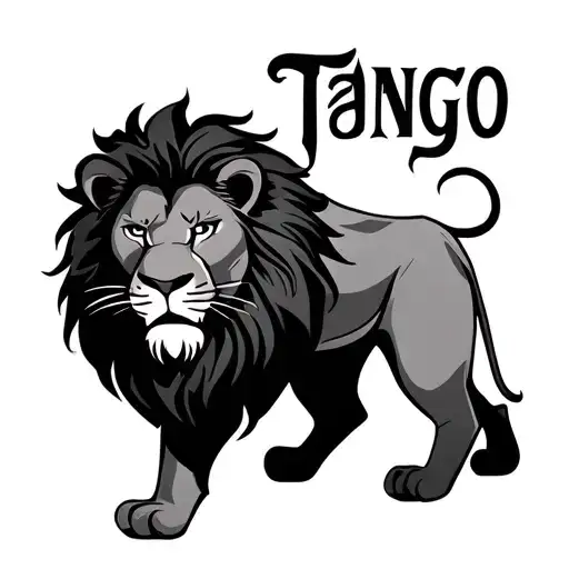 lion with the words tango , alpha and uniform  tattoo design idea