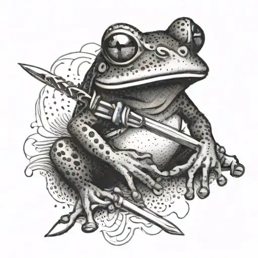 Frog holding Sword tattoo design idea