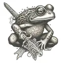 Frog holding Sword tattoo design idea