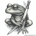 Frog holding Sword tattoo design idea