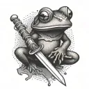 Frog holding Sword tattoo design idea