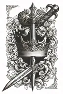 crown sword going tattoo design idea