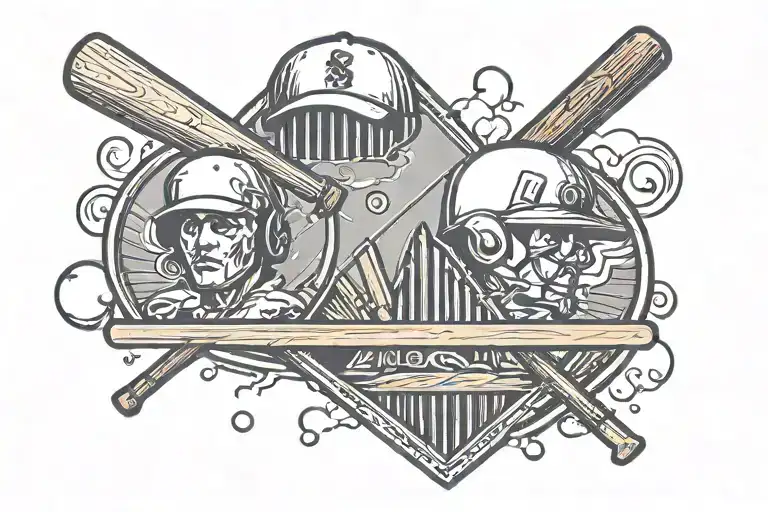 three baseball bases,, baseball diamond shaped line outlining, no baseball bats,   tattoo design idea