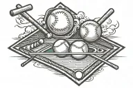 three baseball bases,, baseball diamond shaped line outlining, no baseball bats,   tattoo design idea