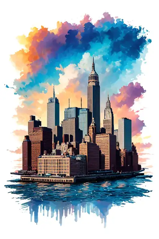 NYC skyline mix with a VA skyline tattoo design idea