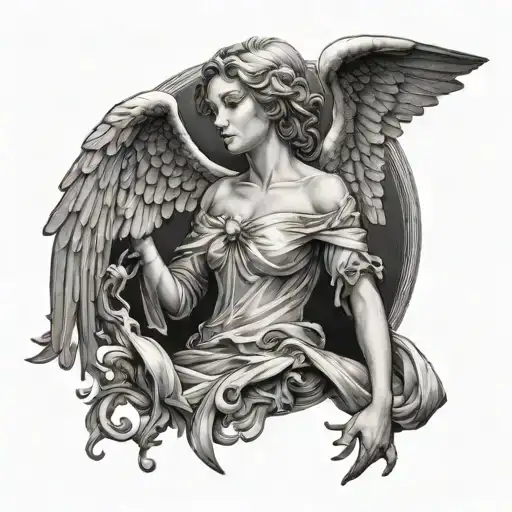 angel with illusionist reference tattoo design idea