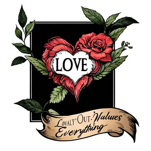 LOVE - Loyalty Out Values Everything tattoo design idea