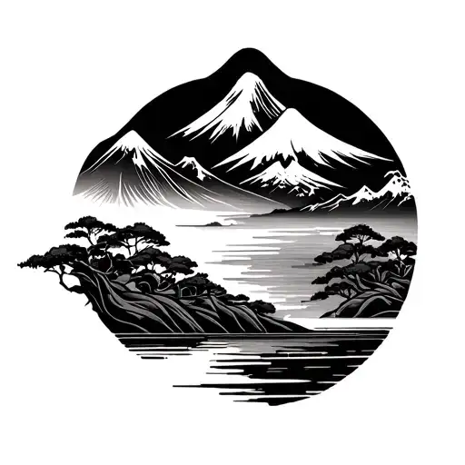 Fuji mountain omamori tattoo design idea