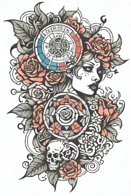 a patchwork tattoo about depression power money and heartbreak tattoo design idea