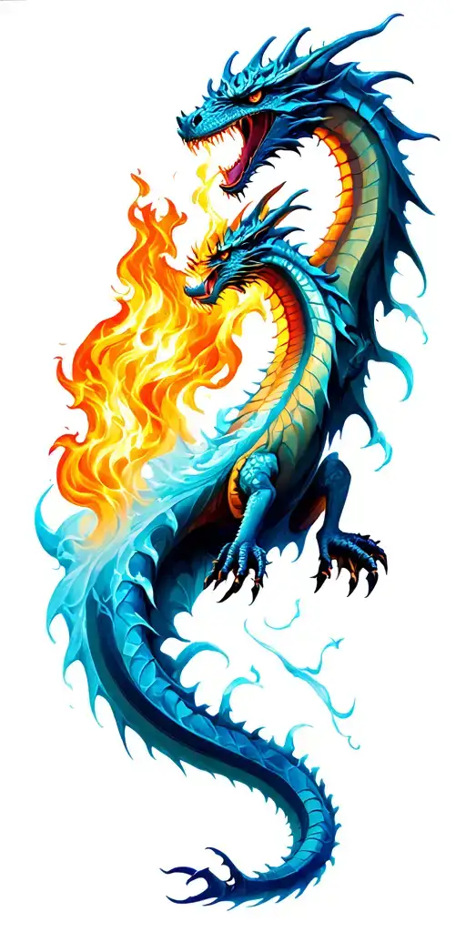 ice and fire breathing dragon tattoo design idea