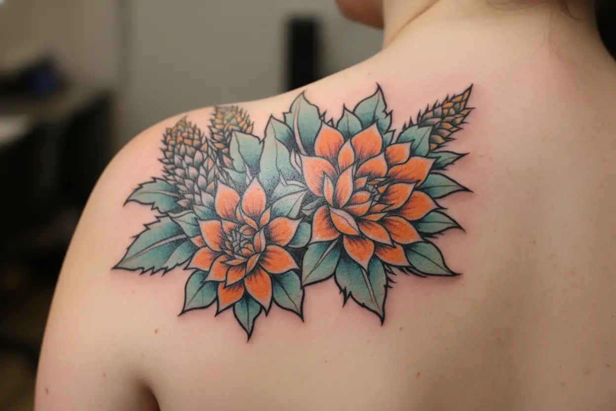 simple american traditional mexican inspired agave plant with tequila jalisco inspired tattoo design idea