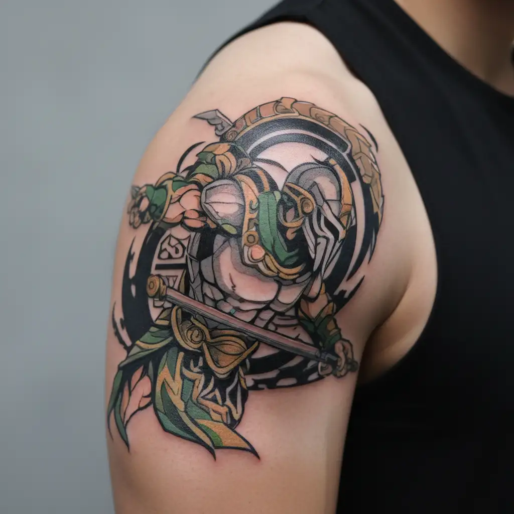 spartan but asian tattoo design idea