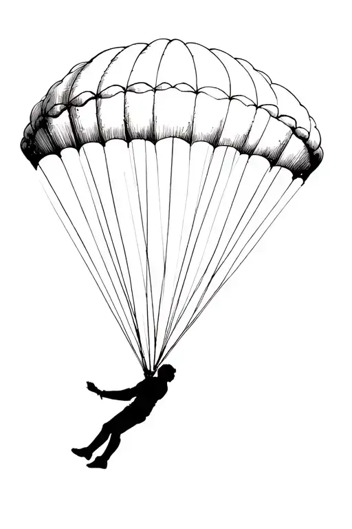 man parachute gliding comfortably tattoo design idea