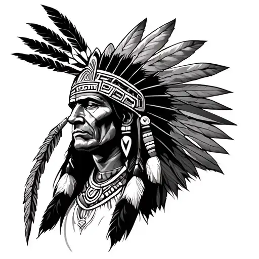 aztec indian warrior tattoo design idea