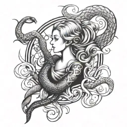 Virgo and snake tattoo design idea