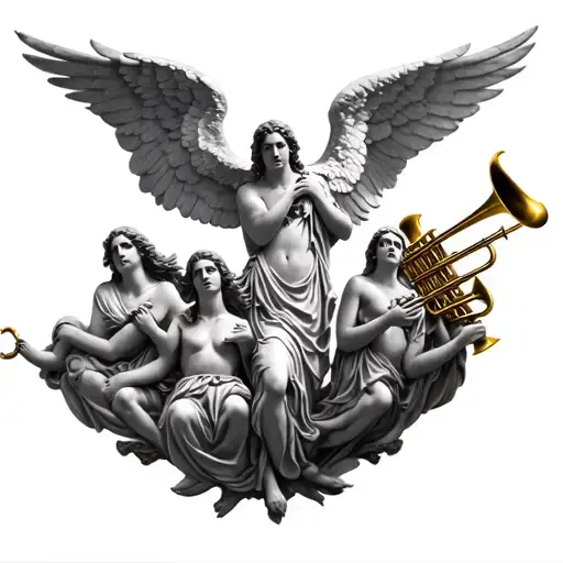 7 angels with 7 trumpets tattoo design tattoo design idea