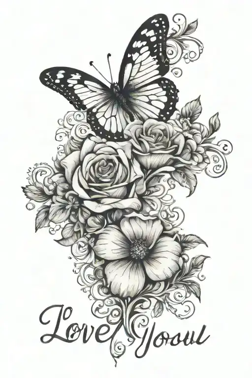 I want a drawing around a word from my grandmother where it is written "I LOVE YOU" (located on the forearm) tattoo design idea