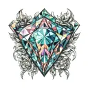 mysterious and unknown diamond-shaped crystal tattoo design idea