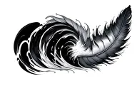 a feather turning into ocean wave crashing tattoo design idea