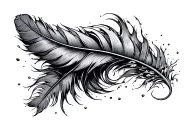 a feather turning into ocean wave crashing tattoo design idea