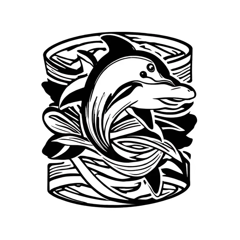 very bold dolphin anklet, bracelet style. This must be suitable for a cover up that goes around the ankle tattoo design idea