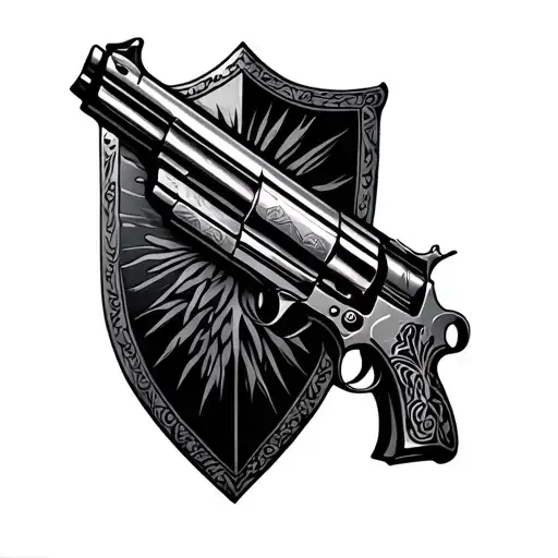 African Shield guns tattoo design idea