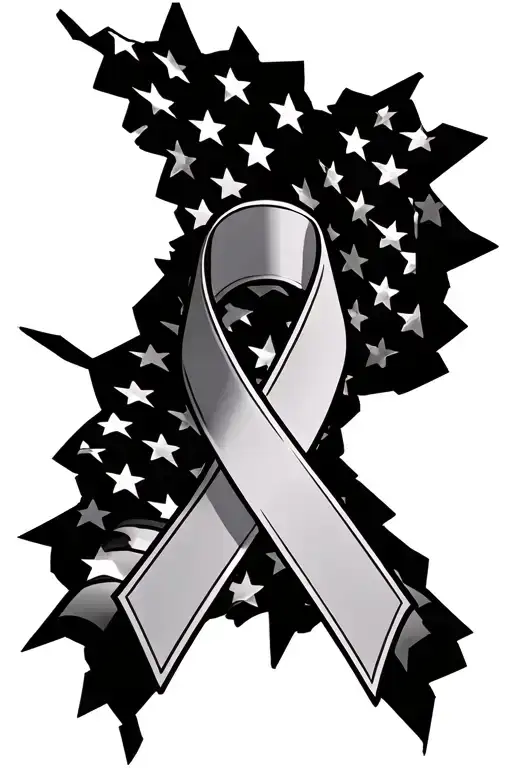 shattered american flag with breast cancer ribbon intertwined tattoo design idea