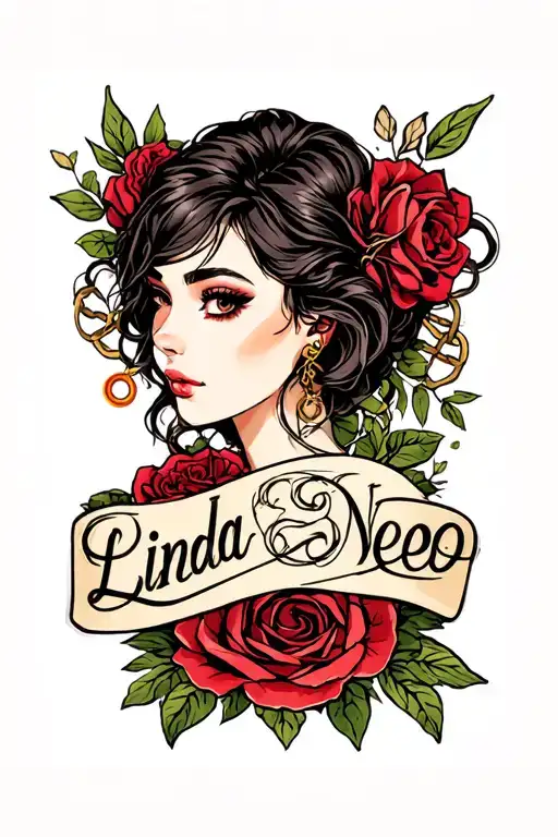 chain link name linda tattoo design idea