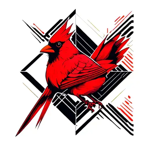 red cardinal geometric tattoo design idea