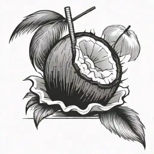 coconut with a straw in it  tattoo design idea