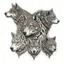 a wolf, bear, lizard , and cat   tattoo design idea