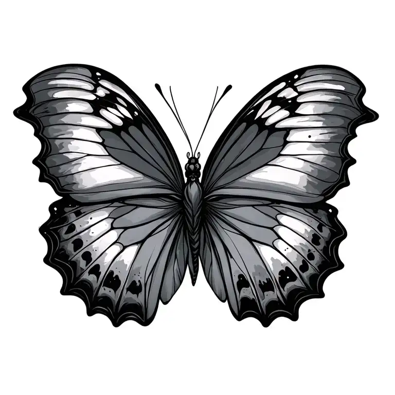 Black and gray power storm butterfly tattoo design idea