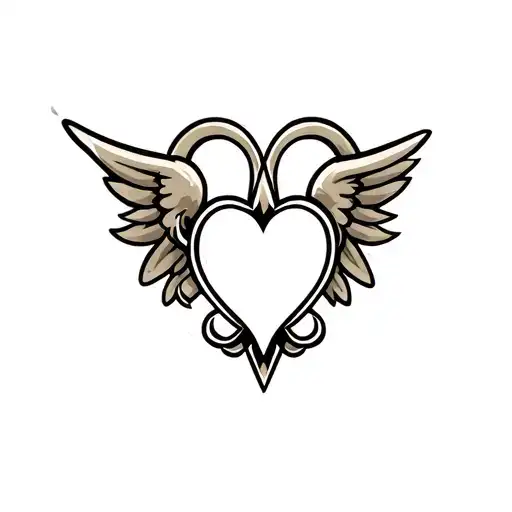 New Orleans saints logo with heart surrounded by wings tattoo design idea
