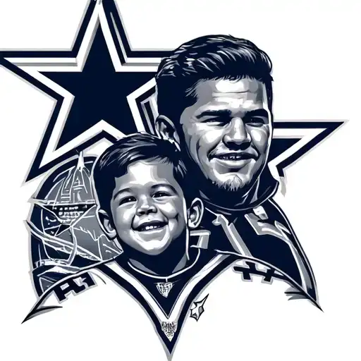 Dallas cowboys for father and son as fans tattoo design idea